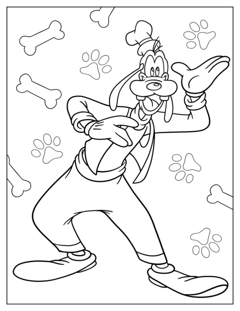 Goofy winkt freundlich mit erhobener Hand.