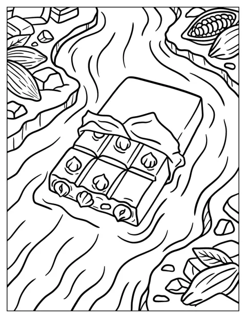 Egy csokoládészelet úszik a kakaóból hömpölygő folyóban.