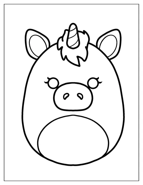 O unicórnio Squishmallow Lola aparece sozinho na imagem.