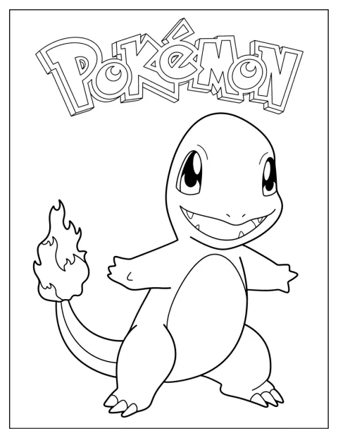 Charmander è ritratto su un poster essenziale.