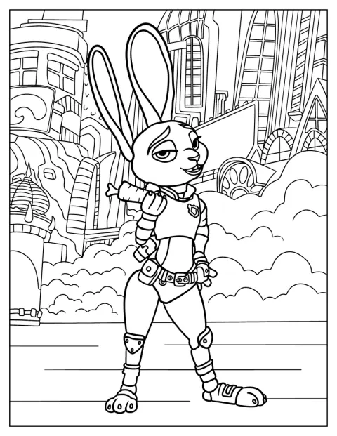 Judy Hops trzyma marchewkę w Zwierzogrodzie.