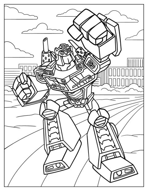 Optimus Prime posa como personaje de dibujos animados.