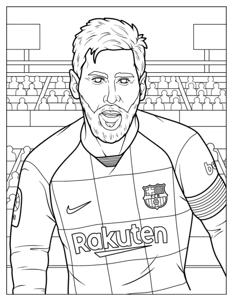 サッカー界のレジェンド、メッシがバルセロナのユニフォーム姿で立っています。