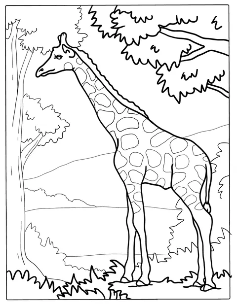 Eine ausgewachsene Giraffe sucht nach Futter.