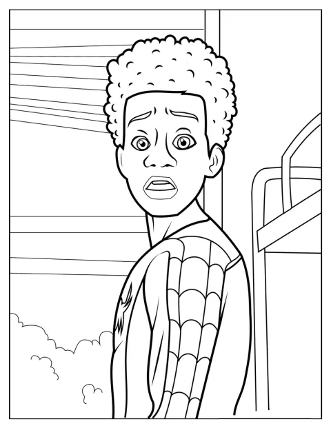 Miles Morales ses tæt på med sin maske på.