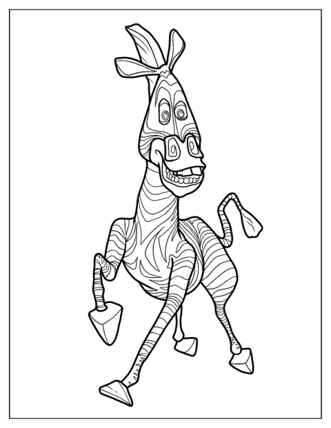 Marty står med sine tydelige striber og lange ben.