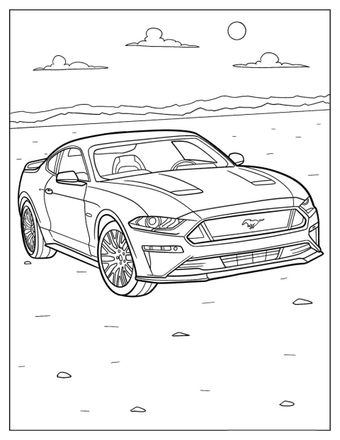 Realistic Ford Coloring Page Mustang GT Fastback