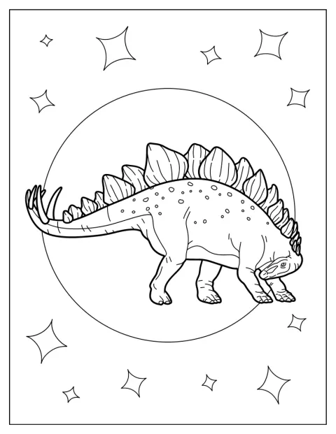 A Stegosaurus bőrét és hátán sorakozó csontlemezeit aprólékos részletek díszítik.