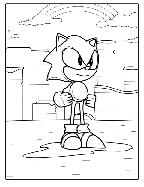 Sonic juoksee vauhdikkaasti videopelin maailmassa.
