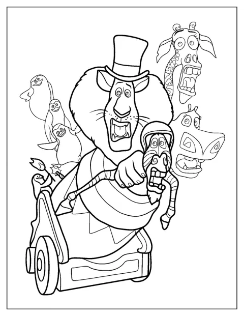 Alex en Marty zitten samen in een groot circuskanon.