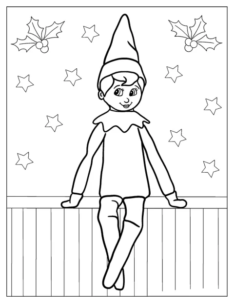 Elf on the Shelf pose sous des branches de gui.