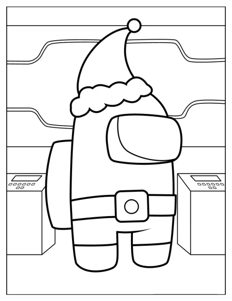Člen posádky z Among Us nosí čepici Santa Clause.