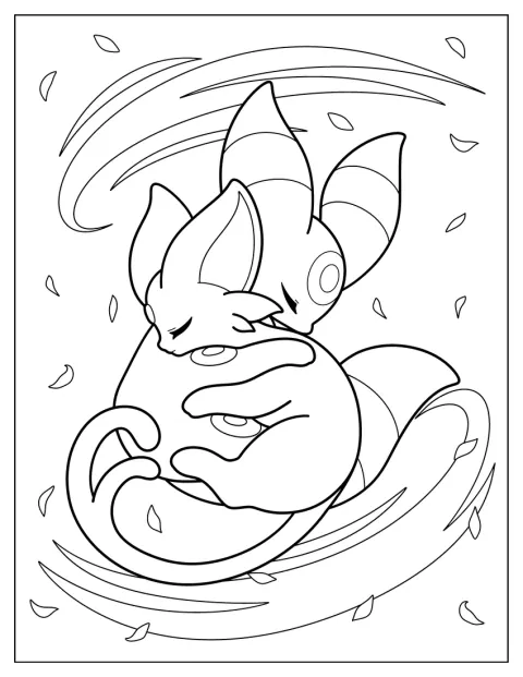 Umbreon holder rundt Espeon i en varm klem.