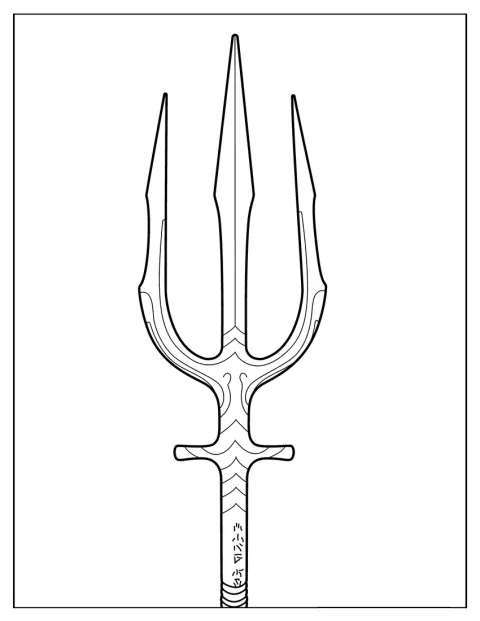 Aquaman står med sin trefork.