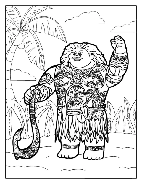 Maui aparece en una escena de Vaiana.