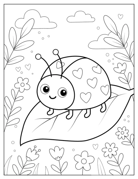 Une jeune coccinelle se repose sur une grande feuille.
