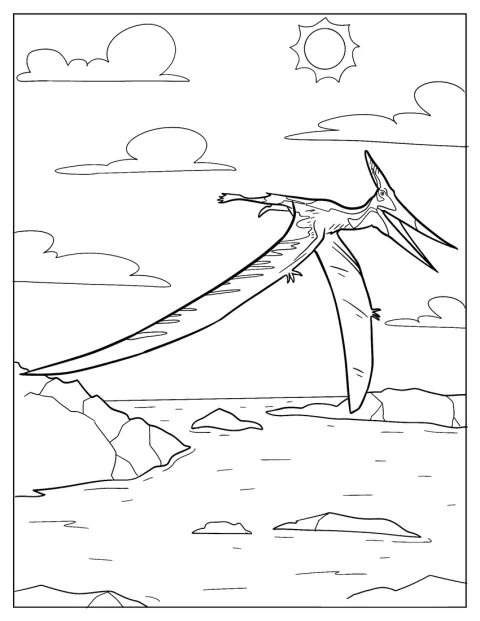 Large Pterodactyl Coloring Page Under The Sun