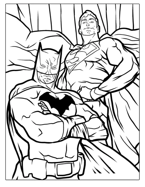 Batman aparece junto a Superman, con sus trajes de superhéroe.