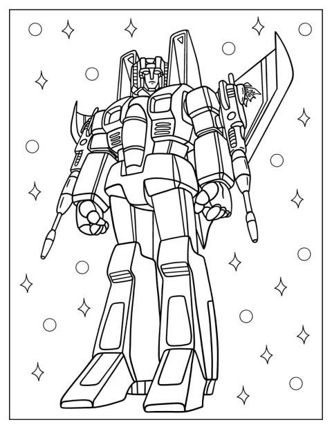 Starscream erscheint als Roboter aus der Transformers-Zeichentrickserie.