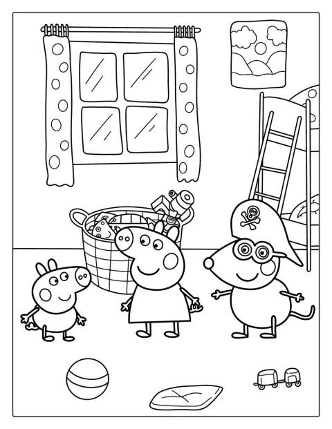 Peppa malac a barátaival játszik.