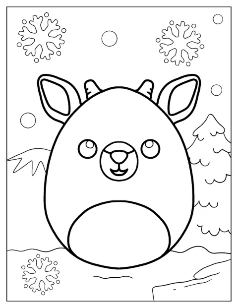 Rudolph visas som en ren-Squishmallow med röd nos.