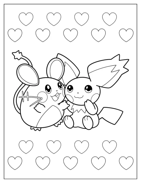 Pichu egy Raichu plüssfigurával üldögél.