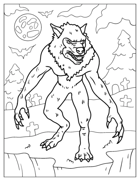 Un hombre lobo de aspecto terrorífico aparece listo para Halloween.
