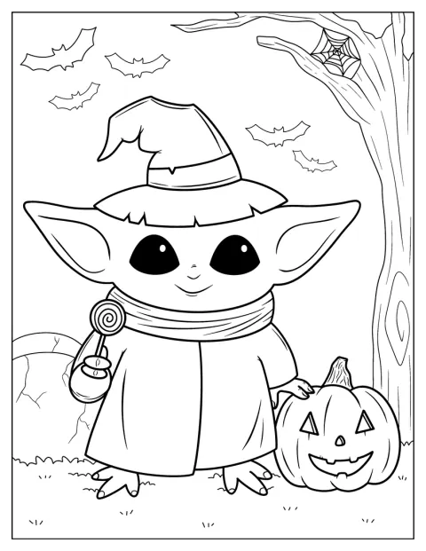 ベビーヨーダがハロウィーンを楽しんでいます。