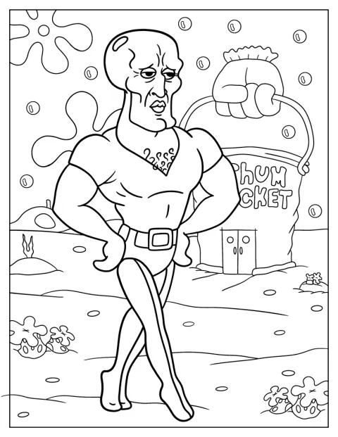 Foran Chum Bucket poserer flotte Squidward.