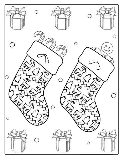 レトロな雰囲気のトナカイが描かれたクリスマス靴下です。