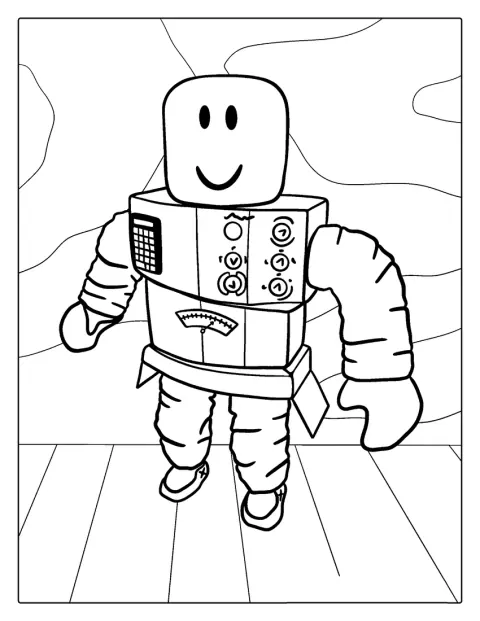 Mr. Robot uit Roblox staat rechtop met zijn robotuiterlijk.