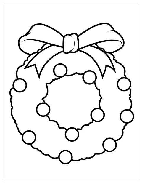 Une couronne de Noël simple est décorée de feuilles et de rubans.