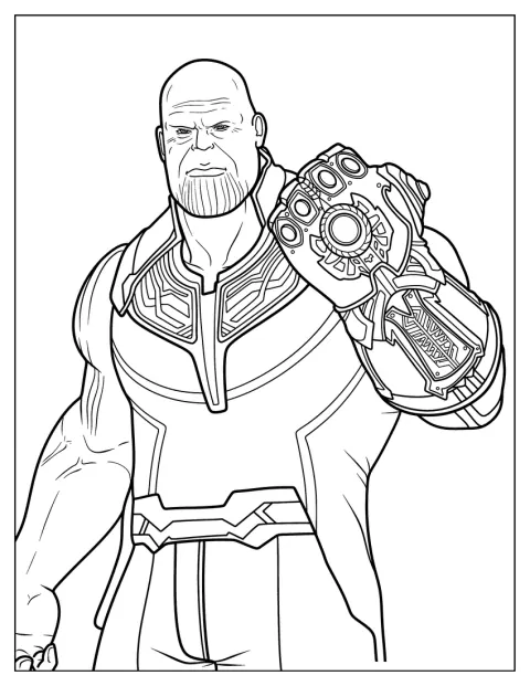 Thanos levanta la mano con el Guantelete del Infinito.