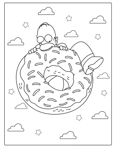 Homer Simpson smult van een grote donut.