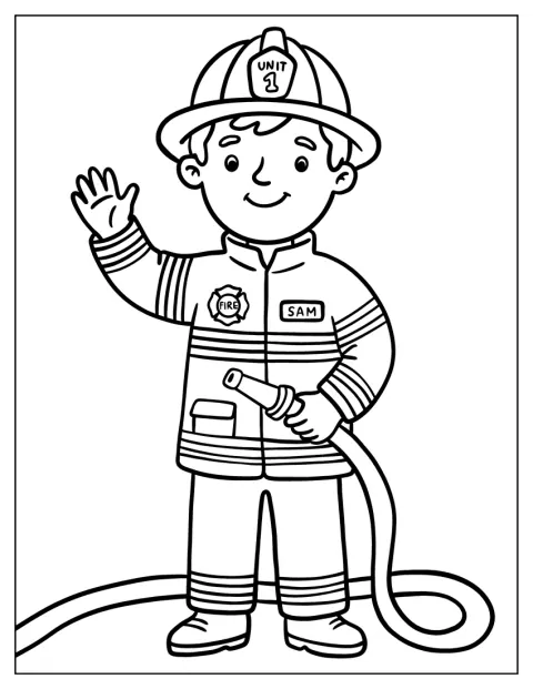 Ein Feuerwehrmann hält einen Löschschlauch in den Händen.