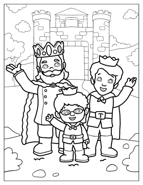 Prince Wednesday står sammen med King Friday og Prince Tuesday.