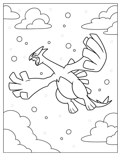 Lugia staat afgebeeld als legendarische Pokémon.