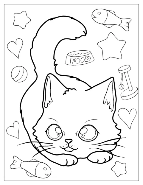 Kitten In Play Bow Pose Coloring Page