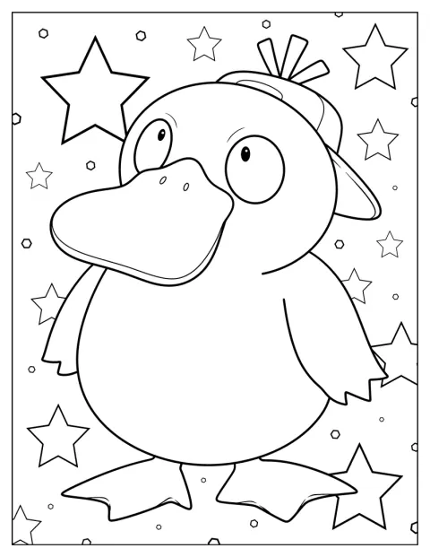 Psyduck lleva una gorra en esta ilustración.