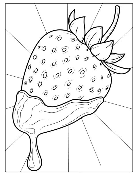 En jordgubbe är doppad i choklad.