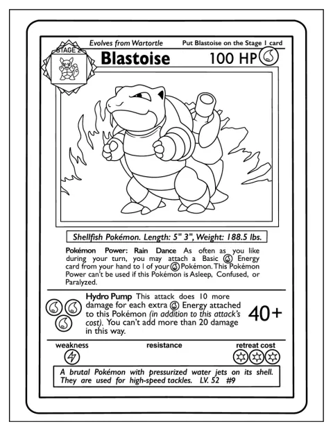 Blastoise pryder et sjeldent Pokémon-kort.
