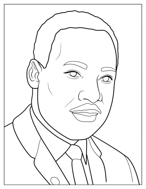 Das Porträt zeigt Martin Luther King Jr. von den Schultern aufwärts.