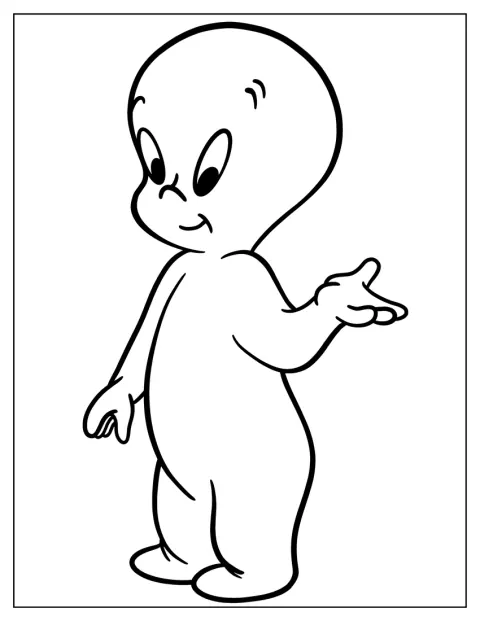 Casper, le gentil fantôme, flotte avec un air amical.
