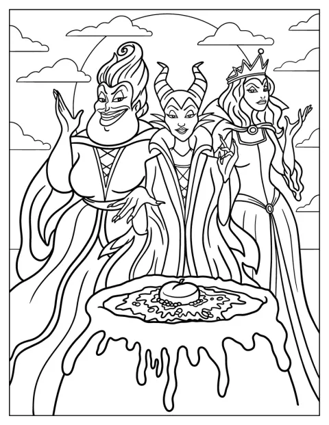 Maleficent è insieme a Ursula e alla Regina Grimilde.