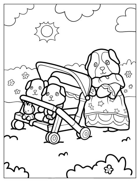 Patty și Paden stau unul lângă altul într-un cărucior dublu.