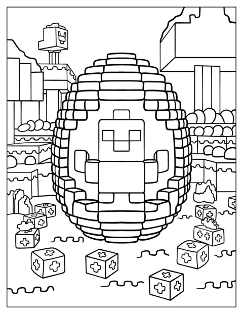 Ein Osterei ist im Minecraft-Stil gestaltet.