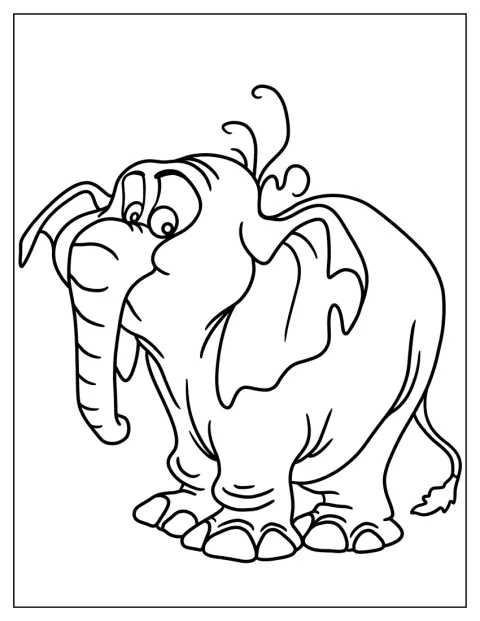 Puiul de elefant Tantor stă în junglă.
