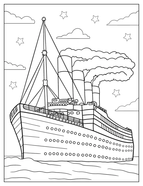 Coloring Page of Titanic Front View