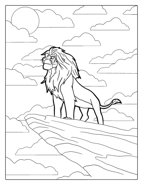 Volwassen Simba staat trots op de Rots der Koningen.