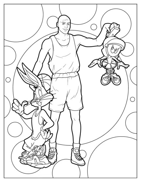 Zusammen sind Michael Jordan, Bugs Bunny und Marvin der Marsmensch in Space Jam zu sehen.
